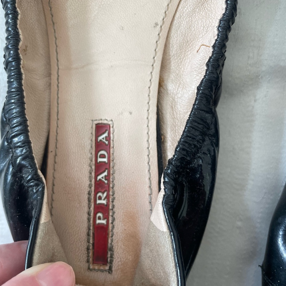 Prada Black Patent Leather Bow Ballet Flats Size 6 - Picture 5 of 6